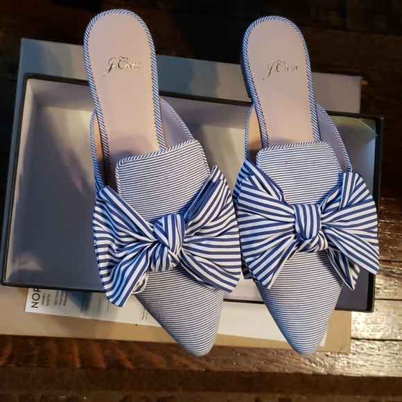 NEW J Crew striped bow slides - Picture 3 of 3